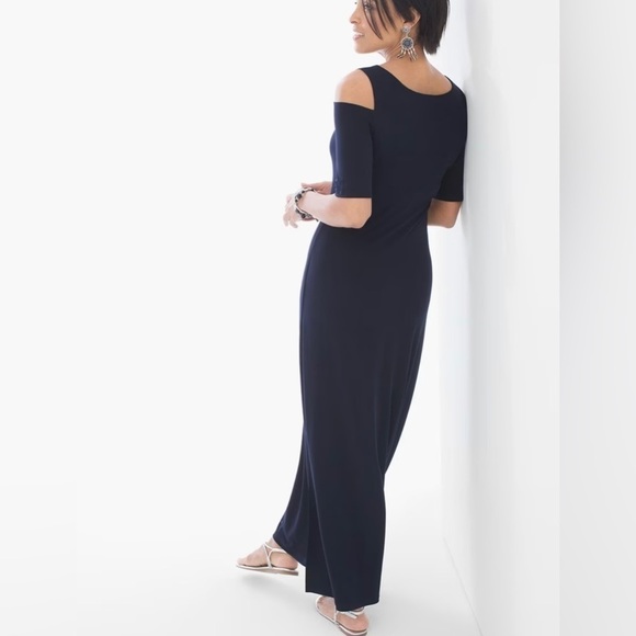 Chico’s Navy Blue Cold Shoulder Dress - Picture 3 of 11